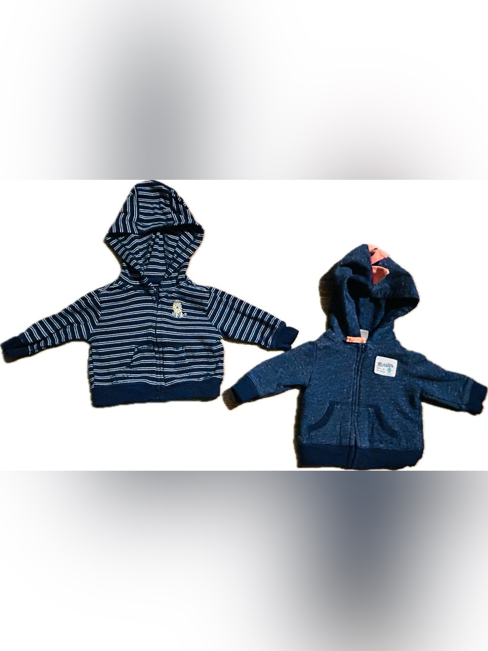 2 Baby Boys Zip-Up Hoodies - NEWBORN